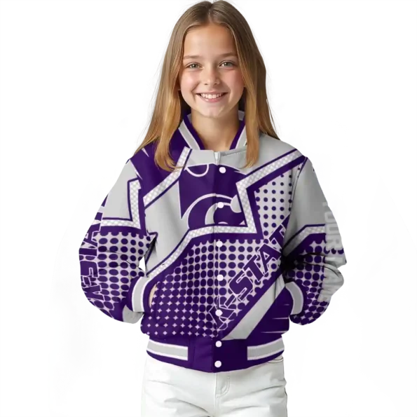 personalized kansas state wildcats star burst purple varsity jacket top rated.webp