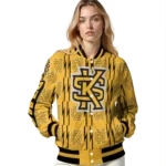 personalized-kennesaw-state-owls-bolt-stripe-gold-varsity-jacket-best-selling.webp