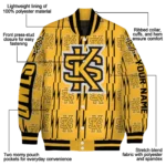 personalized-kennesaw-state-owls-bolt-stripe-gold-varsity-jacket-best-selling.webp