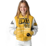 personalized-kennesaw-state-owls-ferris-arena-gold-white-varsity-jacket-best-selling.webp