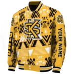 personalized kennesaw state owls pyramid shapes gold varsity jacket best selling.webp