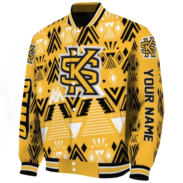 personalized kennesaw state owls pyramid shapes gold varsity jacket best selling.webp