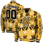 personalized kennesaw state owls pyramid shapes gold varsity jacket best selling.webp