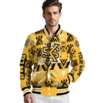 personalized kennesaw state owls pyramid shapes gold varsity jacket best selling.webp