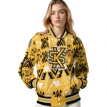 personalized kennesaw state owls pyramid shapes gold varsity jacket best selling.webp