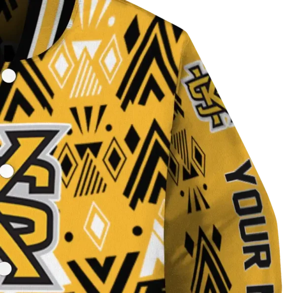 personalized kennesaw state owls pyramid shapes gold varsity jacket premium grade.webp