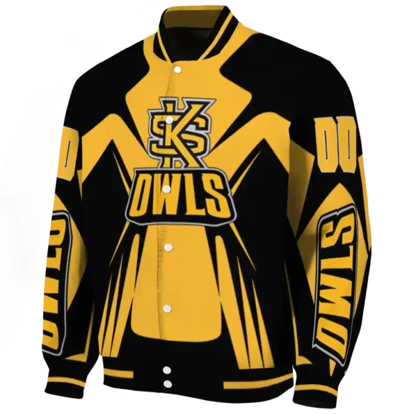 personalized kennesaw state owls spider mark gold black varsity jacket best selling