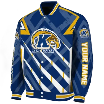 personalized kent state golden flashes chevron angles navy blue varsity jacket best selling.webp