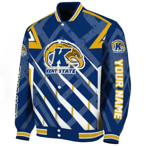 personalized kent state golden flashes chevron angles navy blue varsity jacket best selling.webp