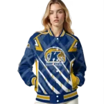 personalized kent state golden flashes chevron angles navy blue varsity jacket best selling.webp