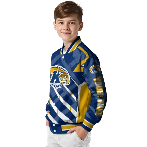 personalized kent state golden flashes chevron angles navy blue varsity jacket trendy.webp