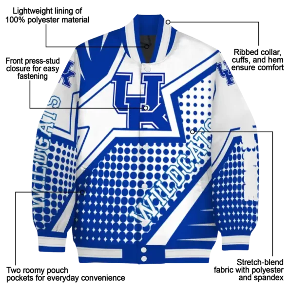 personalized kentucky wildcats star burst blue varsity jacket new arrival.webp