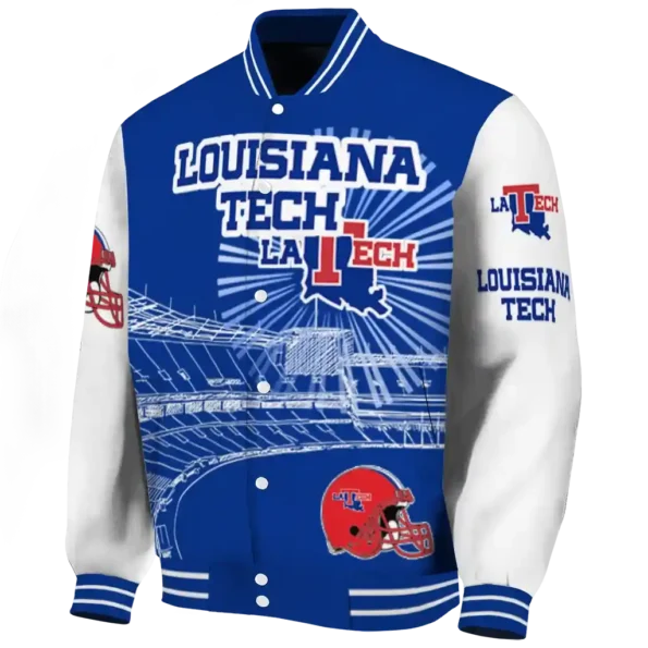 personalized la tech ferris arena blue white varsity jacket best selling