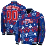 personalized la tech pyramid shapes blue varsity jacket best selling.webp