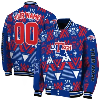 personalized la tech pyramid shapes blue varsity jacket fashion forward.webp