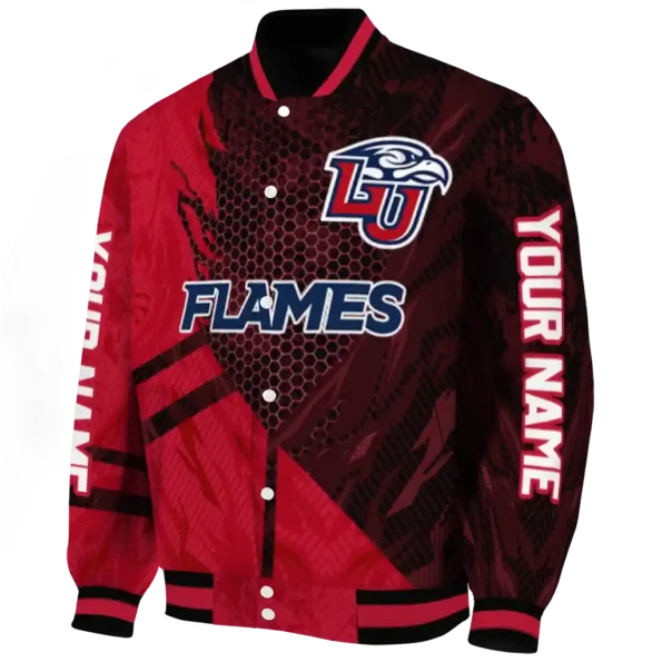 personalized liberty flames hexagon mesh red black varsity jacket best selling