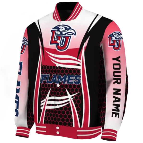 personalized liberty flames mesh effect red black varsity jacket best selling