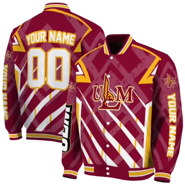 personalized louisiana monroe warhawks chevron angles red varsity jacket fashion forward.webp