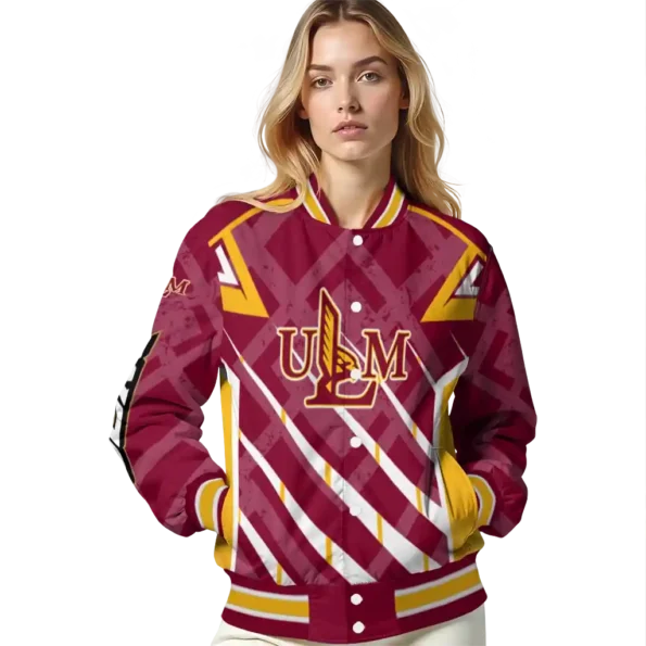 personalized louisiana monroe warhawks chevron angles red varsity jacket latest model.webp