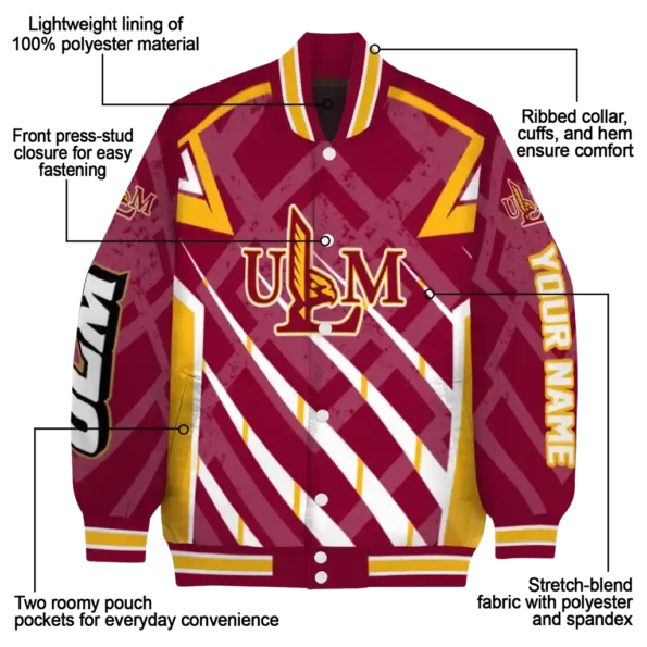 personalized louisiana monroe warhawks chevron angles red varsity jacket new arrival.webp