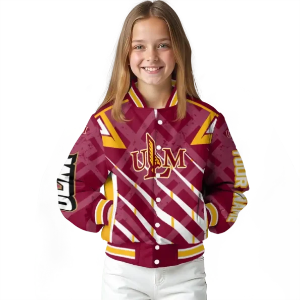 personalized louisiana monroe warhawks chevron angles red varsity jacket top rated.webp