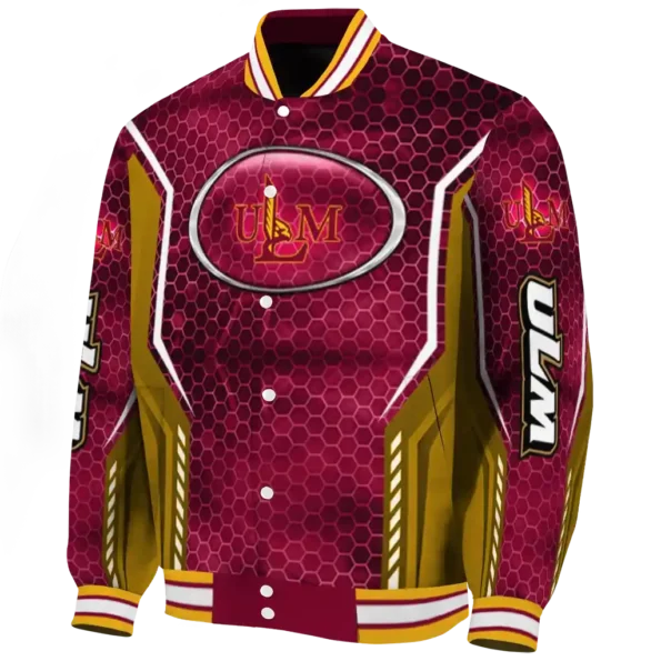 personalized louisiana monroe warhawks power plate red varsity jacket best selling