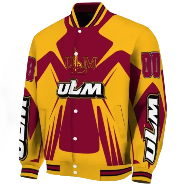 personalized louisiana monroe warhawks spider mark red gold varsity jacket best selling