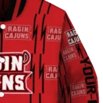 personalized louisiana ragin cajuns bolt stripe red varsity jacket best selling.webp