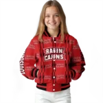 personalized louisiana ragin cajuns bolt stripe red varsity jacket best selling.webp