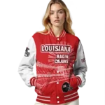 personalized louisiana ragin cajuns ferris arena red white varsity jacket best selling.webp