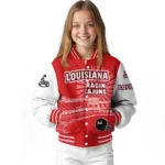 personalized louisiana ragin cajuns ferris arena red white varsity jacket best selling.webp