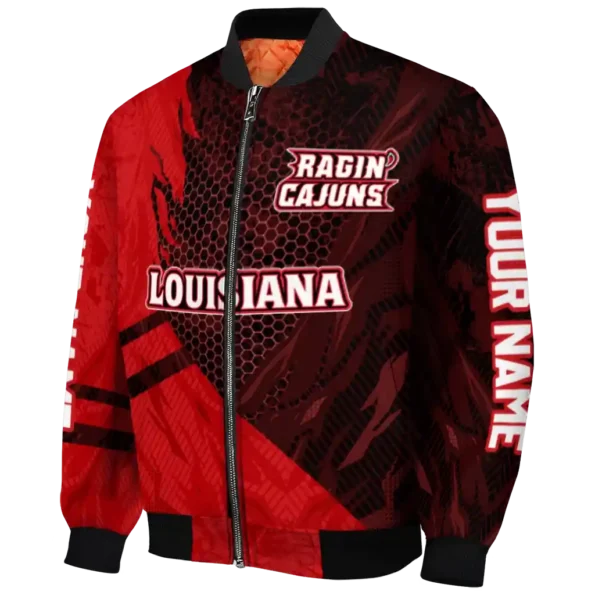 personalized louisiana ragin cajuns hexagon mesh red black bomber jacket best selling