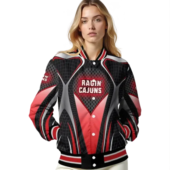 personalized louisiana ragin cajuns mesh chest black varsity jacket latest model.webp