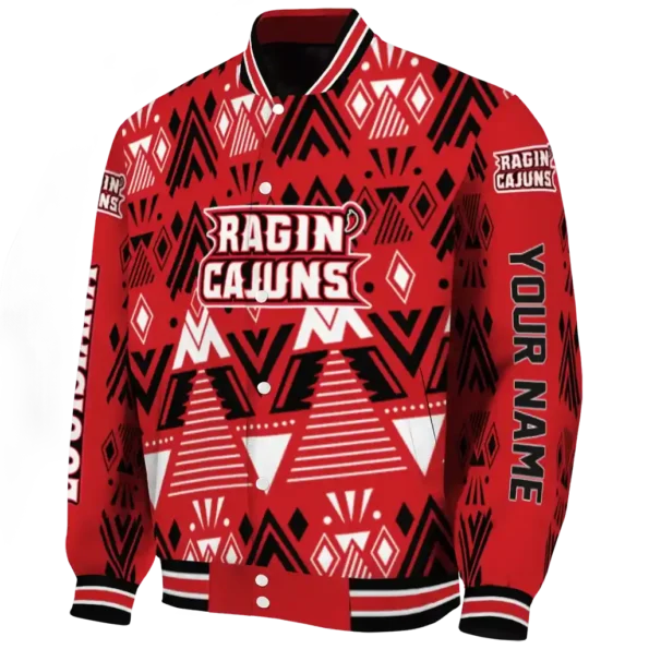 personalized louisiana ragin cajuns pyramid shapes red varsity jacket best selling.webp