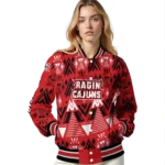 personalized louisiana ragin cajuns pyramid shapes red varsity jacket best selling.webp