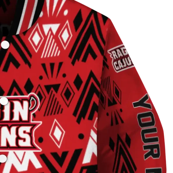 personalized louisiana ragin cajuns pyramid shapes red varsity jacket premium grade.webp