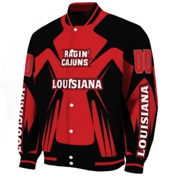 personalized louisiana ragin cajuns spider mark red black varsity jacket best selling.webp