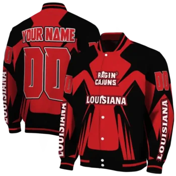 personalized louisiana ragin cajuns spider mark red black varsity jacket fashion forward.webp