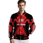 personalized louisiana ragin cajuns spider mark red black varsity jacket best selling.webp