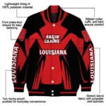 personalized louisiana ragin cajuns spider mark red black varsity jacket best selling.webp