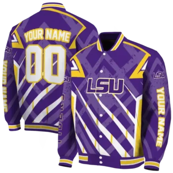 personalized lsu tigers chevron angles purple varsity jacket fashion forward.webp