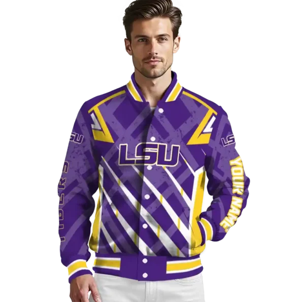 personalized lsu tigers chevron angles purple varsity jacket high quality.webp
