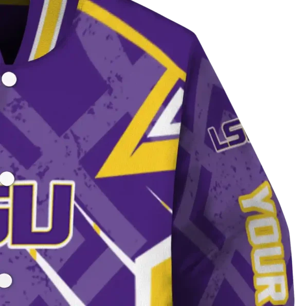 personalized lsu tigers chevron angles purple varsity jacket premium grade.webp