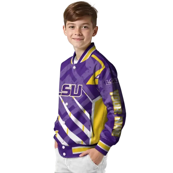 personalized lsu tigers chevron angles purple varsity jacket trendy.webp