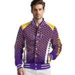 personalized lsu tigers hexagon grid purple varsity jacket best selling.webp