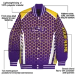 personalized lsu tigers hexagon grid purple varsity jacket best selling.webp