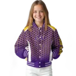 personalized lsu tigers hexagon grid purple varsity jacket best selling.webp