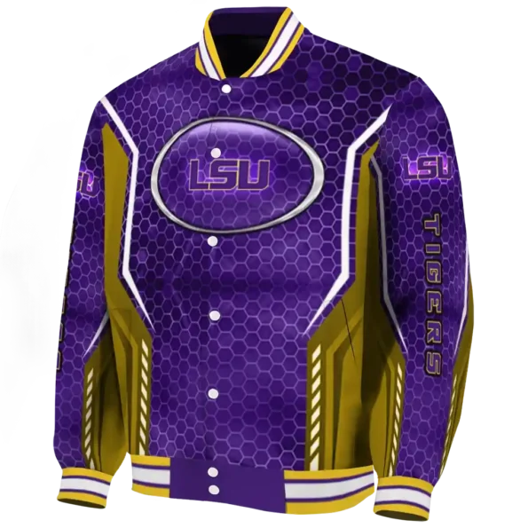 personalized lsu tigers power plate purple varsity jacket best selling
