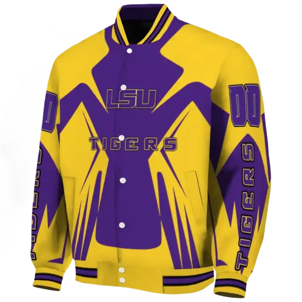 personalized lsu tigers spider mark purple gold varsity jacket best selling