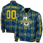 personalized-marquette-golden-eagles-bolt-stripe-blue-varsity-jacket-best-selling.webp